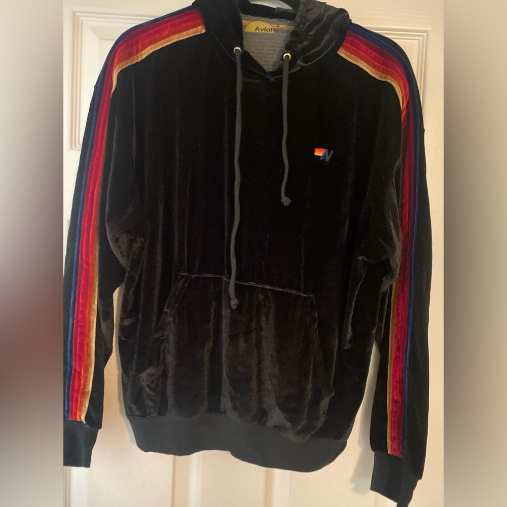 Aviator Nation velvet relaxed zip hoodie